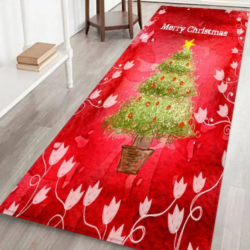 Рождественский мягкий фланелевый коврик с рождественским узором, коврик с противоскользящей резиновой подложкой, маленький ковер для ванной, кухни, Рождественское украшение
