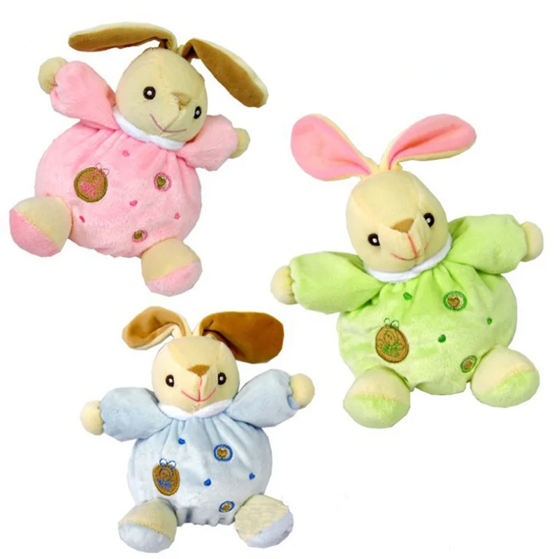 16cm Baby Calm Toy Cute Bunny Rabbit Baby Rattle Plush Doll with Ring