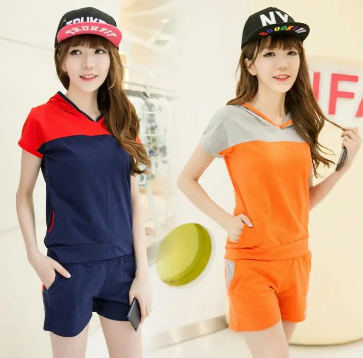 2018 Summer 2 pieces Sport Set Women Quick-drying Short Sleeve O-neck Cotton Sport Set Size M to 3XL 3 color Factory Dropship