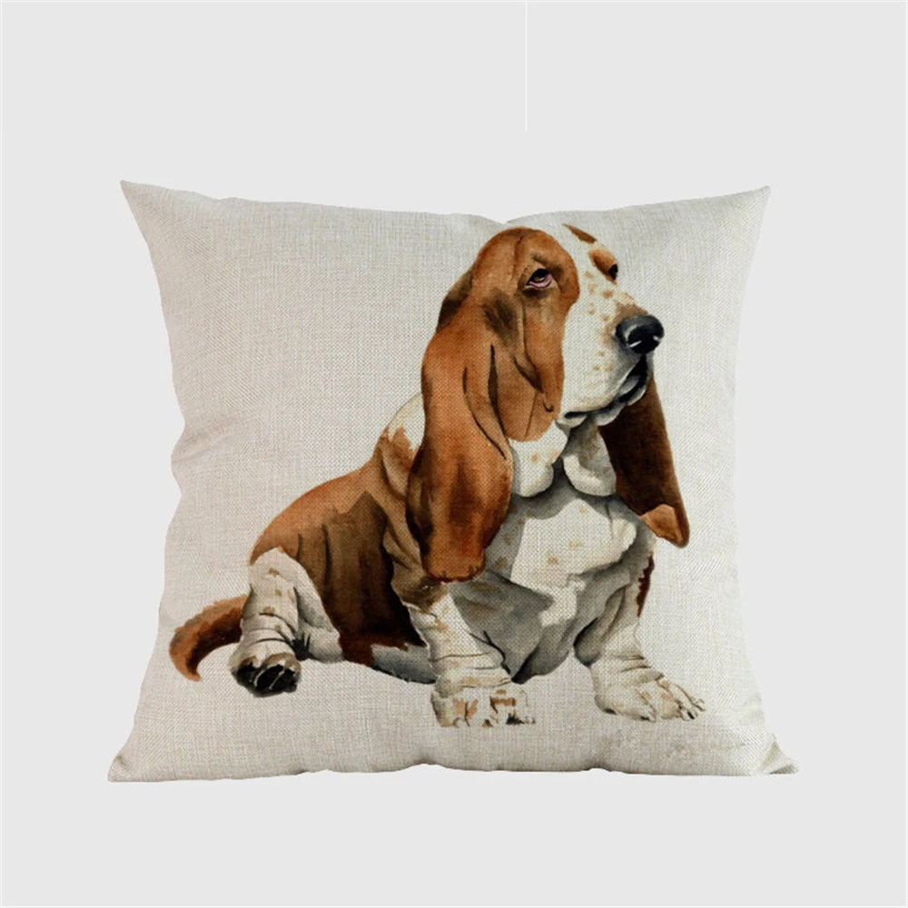 Льняные Чехлы для подушек Basset Hound dog, декоративные подушки, подушки, домашний диван cojines coussin, отель, кафе, офис, автомобиль, almofada