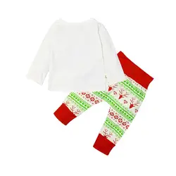 Лидер продаж, Рождественский комплект одежды для малышей, футболка с буквенным принтом + штаны с принтом, Модный комплект одежды для