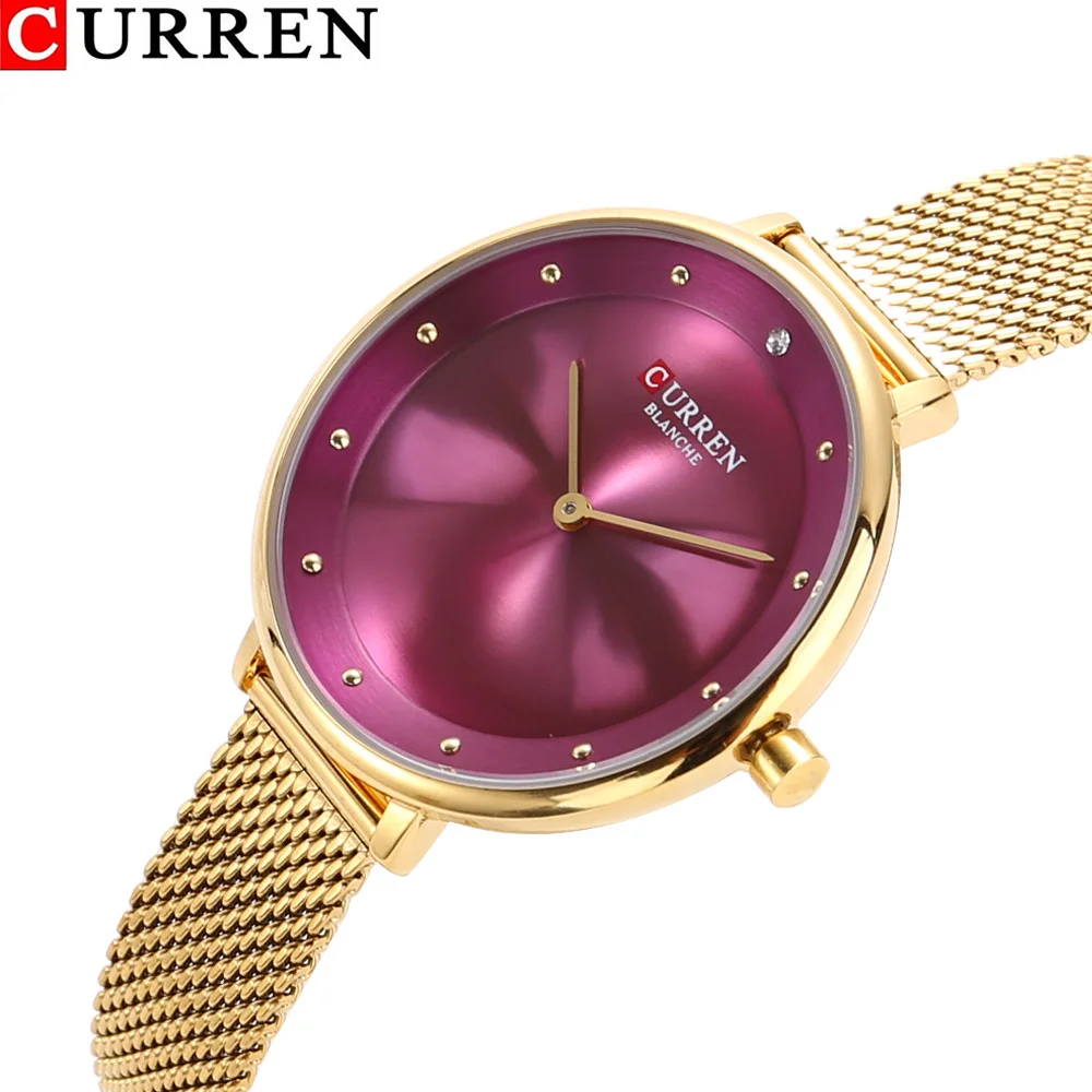 CURREN 9029 Female Quartz Watch Gem Dial Ultra-Thin Knit Strap Top Brand Female Luxury Wristwatch Girl Clock Relogio Feminino top brand (18)