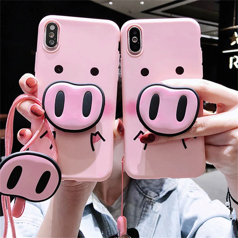 

For Samsung Galaxy A40 A50 A30 A20 A60 A70 M20 M30 S8 S9 S10 S10e Note 8 9 A7 A9 2018 Fashion Pig Nose Case Soft Silicone Fundas