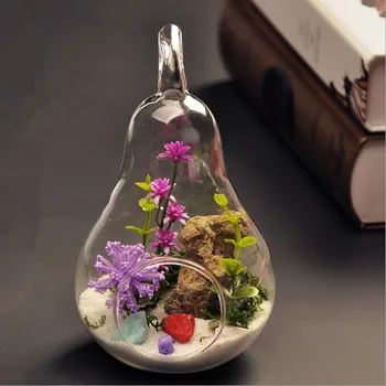 

Different Fruit Shaped Glass Terrarium Big Package Pear Apple Table Stand Glass Vase Home Decorative Beautiful Friend Gift