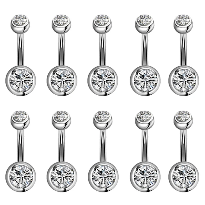 5/10/15/20pcs/lot Crystal Piercing Navel Surgical Steel Rhinestone Belly Button Rings Navel Piercing Ombligo Ball Nombril