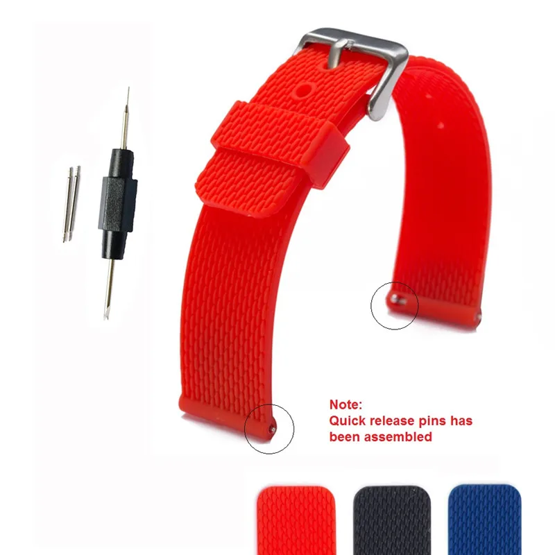 

Soft Rubber Silicone Watchbands Diver Watch Band with Quick Release Spring Bars 18/20/22/24 mm Watch Strap Black Blue Red