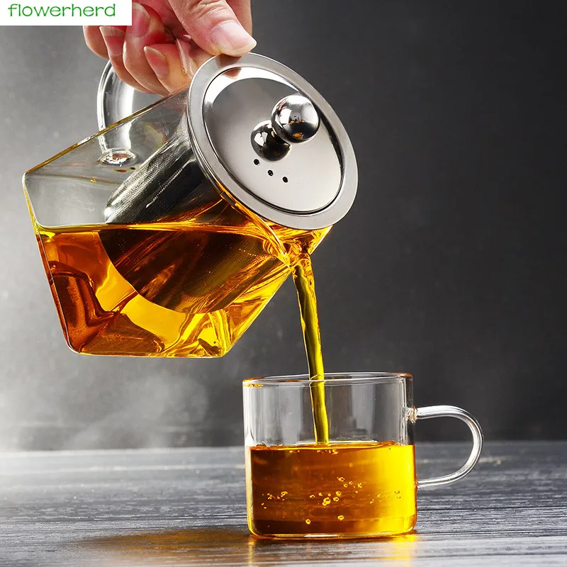 

Tea Strainers Tea Set Glass With Stainless Steel Infuser Filter Press tea Pot 450/550/750/950ML tea infusers