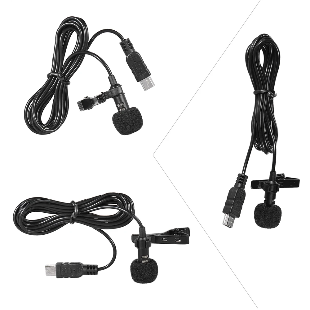 Andoer 150cm Professional Microphone Mini USB Omni-Directional Stereo Mic Microphone with Collar Clip for Gopro Hero 3 3+ 4