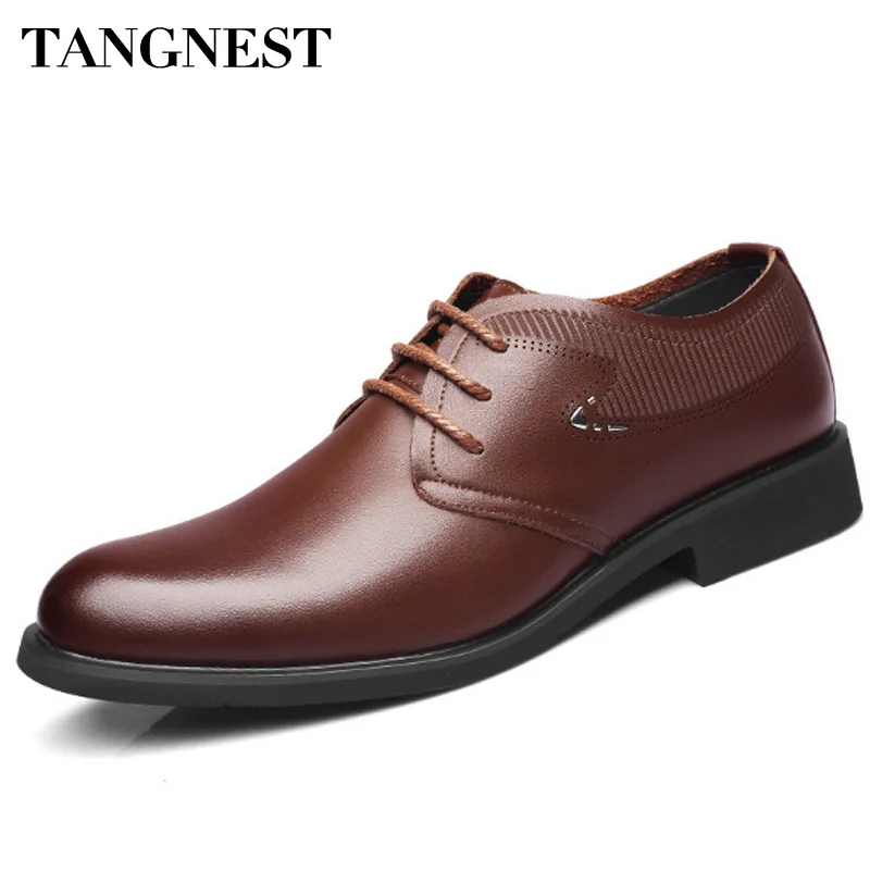 Confortable De Hommes brown Tangnest Mariage Chaussures Bussiness Xmp846 Cuir Robe Des En Slip Véritable Parti Formelle Bout Homme Black Rond 2018 on wXqTXPF