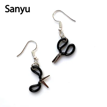 

Super Cute Little Scissor Allergy Drop Earrings Cool Fun Trendy Lovely Mini Black Scissor Fashion Dangle Earrings for Women Girl
