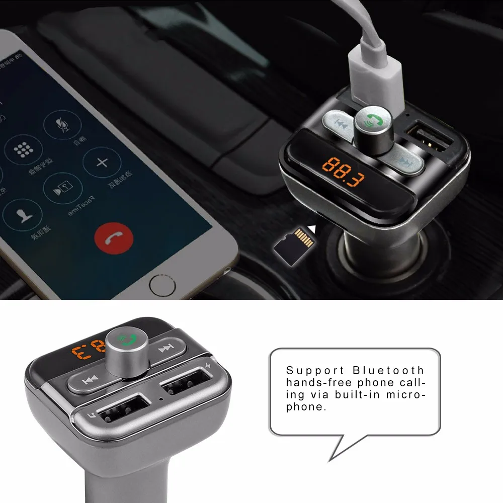Автомобильный комплект Onever с Bluetooth, Handsfree, fm-передатчик, MP3 музыкальный плеер, 5 В, 3,4 А, двойной USB, автомобильное зарядное устройство, поддержка Micro SD карты, 32G