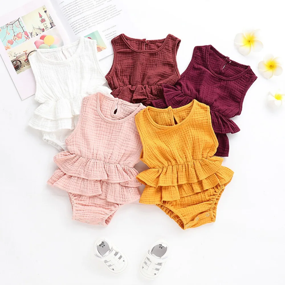 

Newborn Kids Infant Baby Girl Sleeveless Solid Romper Clothes Outfits Rompers baby boys girls jumpsuit new born
