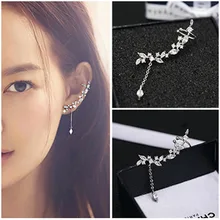 Стиль,, модные серьги-гвоздики из стерлингового серебра 925 пробы с кристаллами, серьги с кисточками в виде листьев, ювелирные изделия, серьги Brincos 26