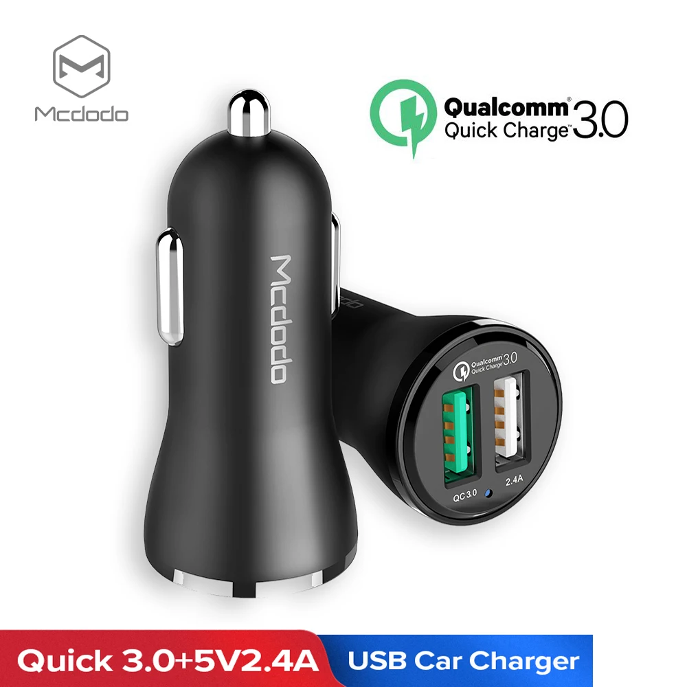 Mcdodo سيارة شاحن يو اس بي سريعة تهمة 3.0 الهاتف المحمول شاحن المزدوج USB سريع QC 3.0 سيارة شاحن سامسونج Xiaomi شاحن الجهاز اللوحي
