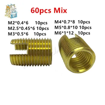 

60Pcs/set M2 M2.5 M3 M4 M5 M6 Galvanized Self Tapping insert Screw Bushing 302 Slotted Type Wire Thread Insert Nut Repair HW068