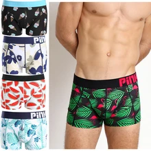 4 шт. в упаковке; принт/Lot Новые Pink Heroes Для мужчин, боксеры с рисунком персонажей из мультфильмов высокого качества; Короткие хлопковые комнатные тапочки с Для мужчин боксеры, мужское нижнее белье, трусы модный принт нижнее белье