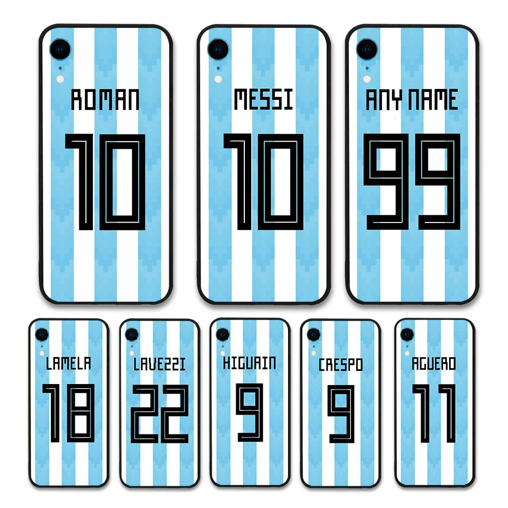 

European Football Argentina National Team Jersey style Messi Roman Custom Names and Numbers case for iPhone XR Phones cases