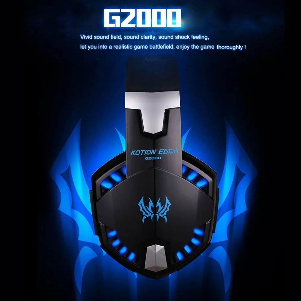 KOTION EACH Stereo Gaming Headset for Xbox One PS4 PC Surround Sound Over Ear Headphones with Noise Cancelling Mic LED Lights