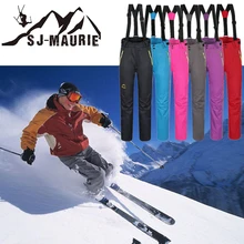 6 цветов, женские штаны для катания на сноуборде, лыжах, водонепроницаемые спортивные штаны с подтяжками, большие размеры, одноцветные зимние брюки