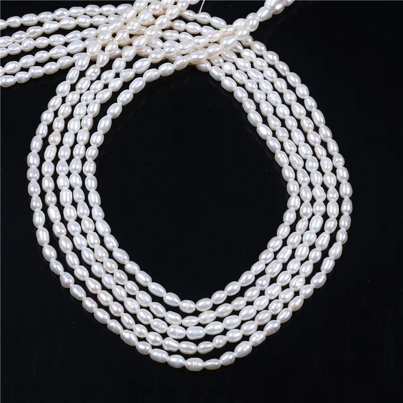 

AA quality 3-3.5mm rice shape freshwater pearl 16 inches per strand wholesale, loose pearl for making jewelry necklace bracelet