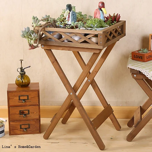 Knock Down Side Table Creative Vintage Farm Fir Wood Tray Top