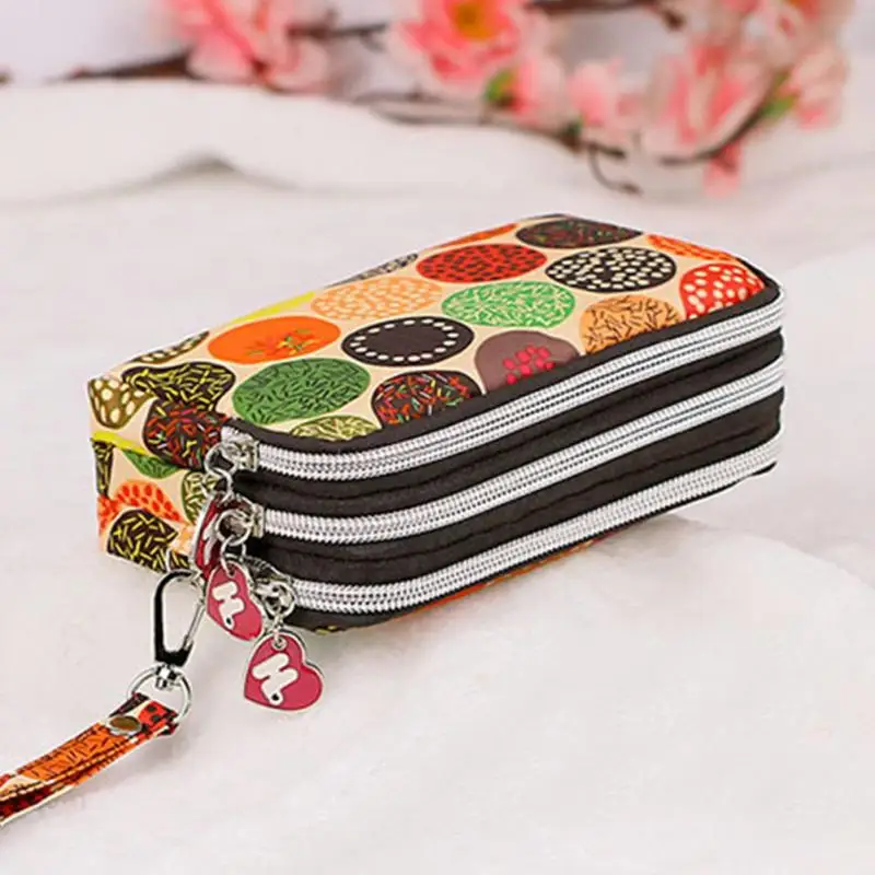 

New Female Long Wallet Leisure Purse Phone Pouch Woolen 3 Layers Cute Cats Flowers Printing Women Wallets Long Coin Purse