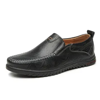 

new genuine leather men moccasin shoes black men flats breathable running ltalian loafers comfortable plus 37-46 driving shoes