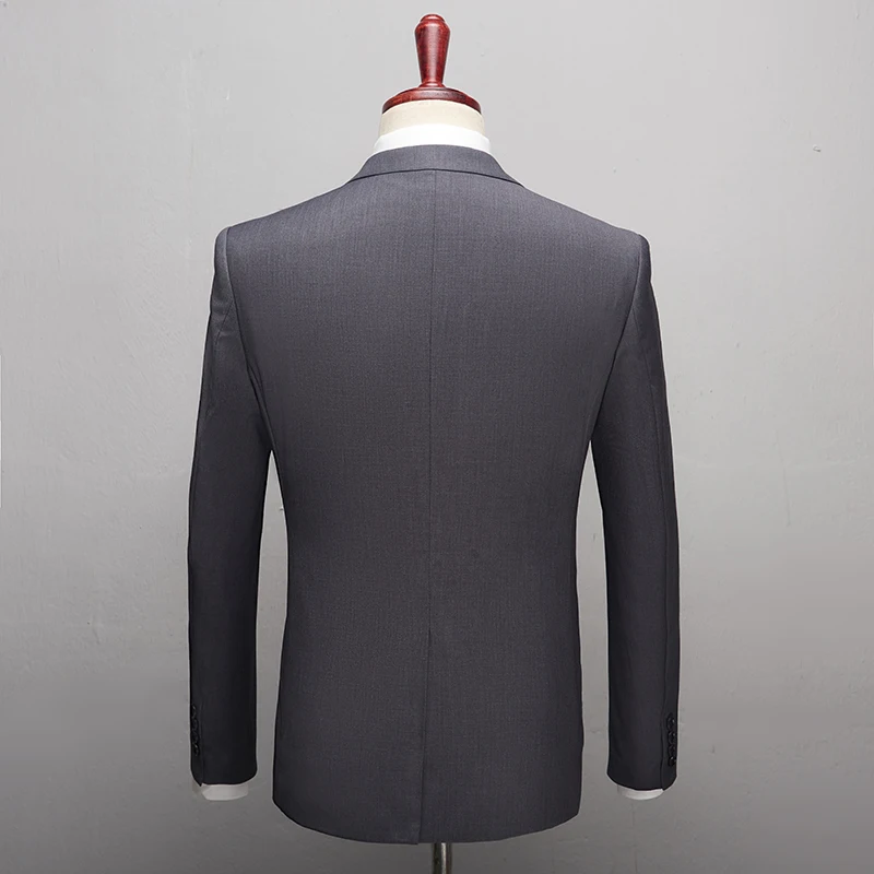 2020 New Dark grey Fashion Suits Costume High quality Men Solid suits Formal 3 Pieces Wedding Groom Tuxedos Prom Slim fit Suits