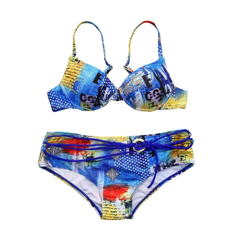 

Colorful Printing Bathing Suit Women Swimwear 2019 BOHO Floral Micro Bikini Push Up Bra Set Female Stroj Kapielowy Swimsuit #JO