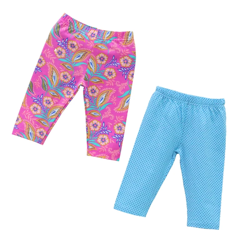 Baby Long Knee Length Pants Elastic Waist Leggings 2 pcs/lot Kids Clothes Girls Clothing