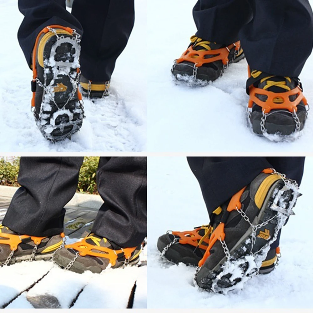1 пара 13 зубьев ледяного снега Захваты Crampon зимние походные альпинистские ботинки бутсы обувь с цепью крышка