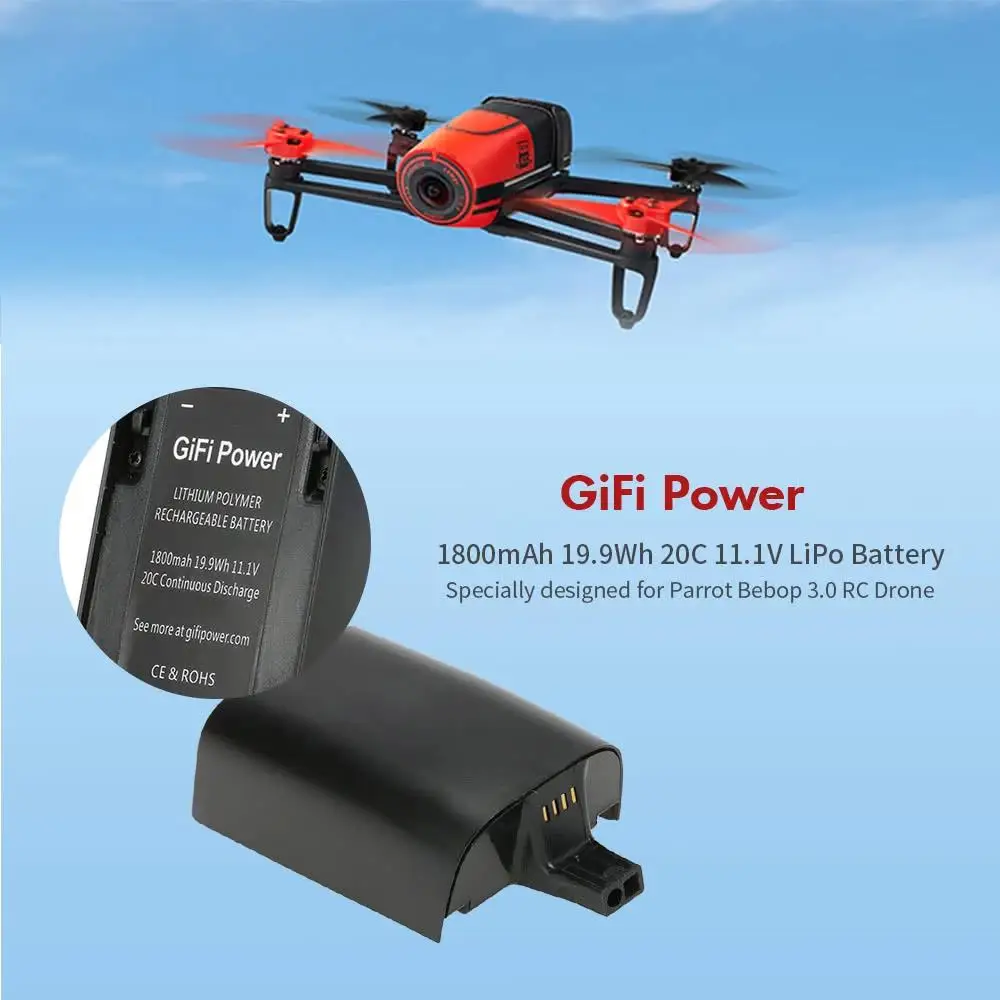 LeadingStar GIFI Power 1800 мАч 19.9Wh 20C 11 1 В LiPo батарея для Parrot Bebop 3 0 RC Drone|Детали и аксессуары| |