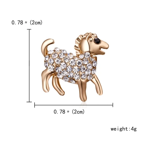 RINHOO брошка мультфильм булавки Бабочка слон пчела воротник со стразами шарф булавки значок брошь для женщин девочек одежда сумка - Окраска металла: horse