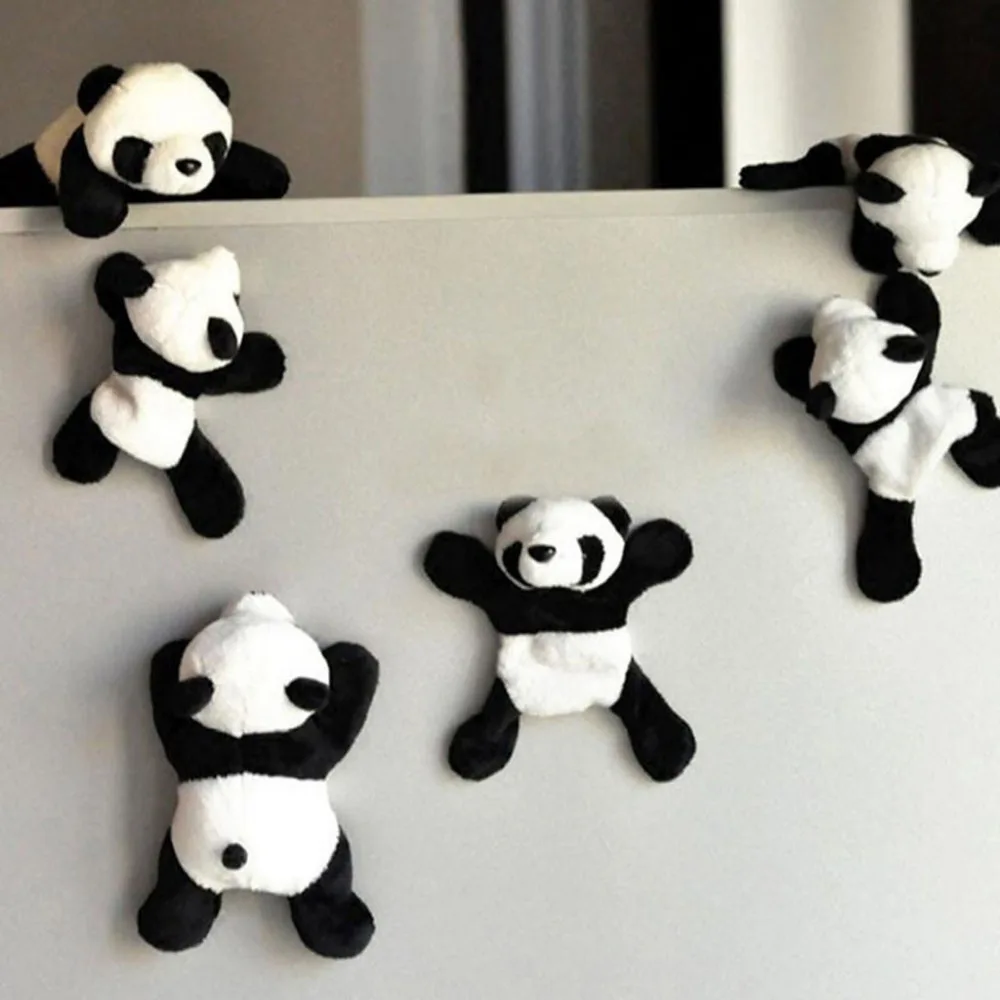 4 шт. милые мягкие плюшевые панды холодильник сильный магнит стикеры на холодильник палка на холодильник надежно украшают ваш дом