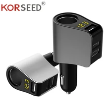 KORSEED Car Cigarette Lighter Socket Splitter Power plug 3 USB Car Fast Charger 12V – 24V for cellphone GPS Ipod Pad etc