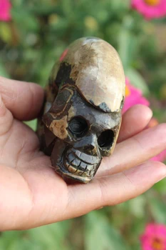 

1PCS 276g natural quartz crystal snail fossil skull healing carving A5
