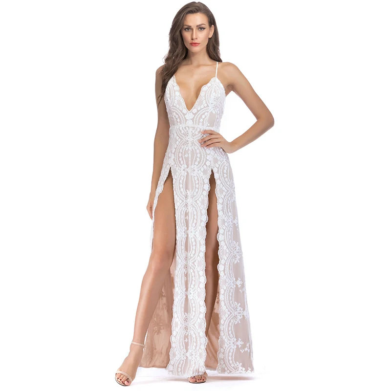 

glitter sequin sexy dress women backless suspender vestido longo robe femme long ropa mujer plus size women clothing elegant