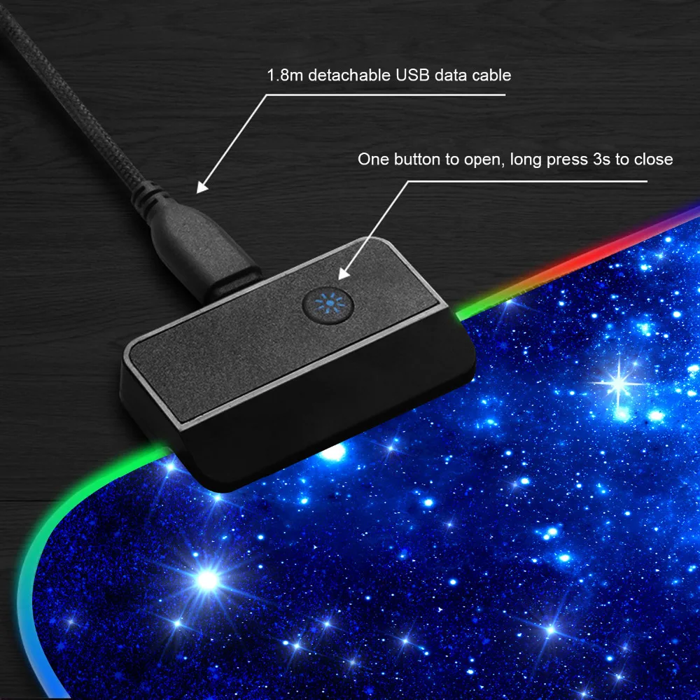 Vococal большой светодиодный RGB коврик для мыши USB Проводное освещение игровой геймер Коврик для мыши Коврик для компьютера Overwatch Pubg alfombrilla raton