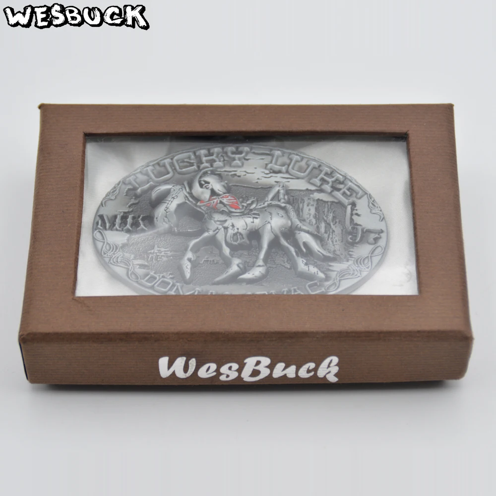 Wesbuck Brand Модные 3D lucky luke пряжка на ремешке Овальный серебристый металл классические мужские женские джинсы аксессуары пряжка с ПУ ремень