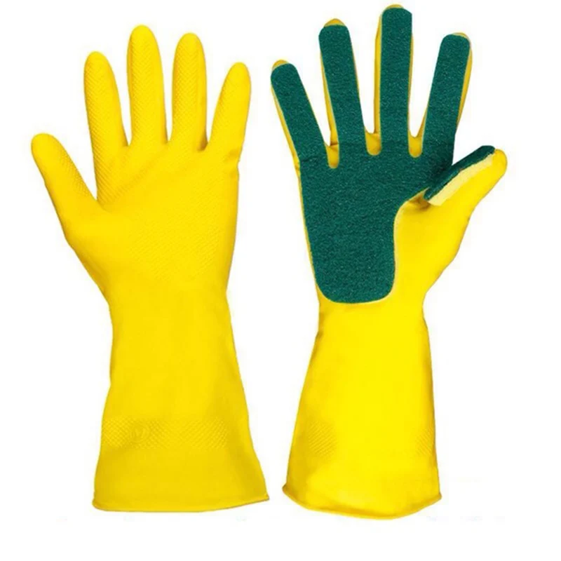 1 пара многоразовых перчаток с пальцами из губки латексные мочалки водонепроницаемые резиновые бытовые моющие скрабы губчатые перчатки кухонные перчатки