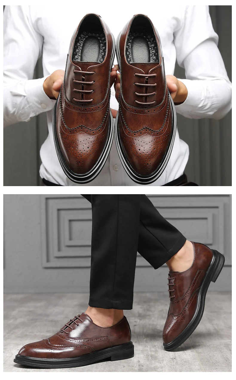 Vosonca/Новинка года; Мужская обувь; модная мужская обувь на шнуровке; Высококачественная обувь с перфорацией типа «броги»; кожаная повседневная обувь; мужская обувь на плоской подошве