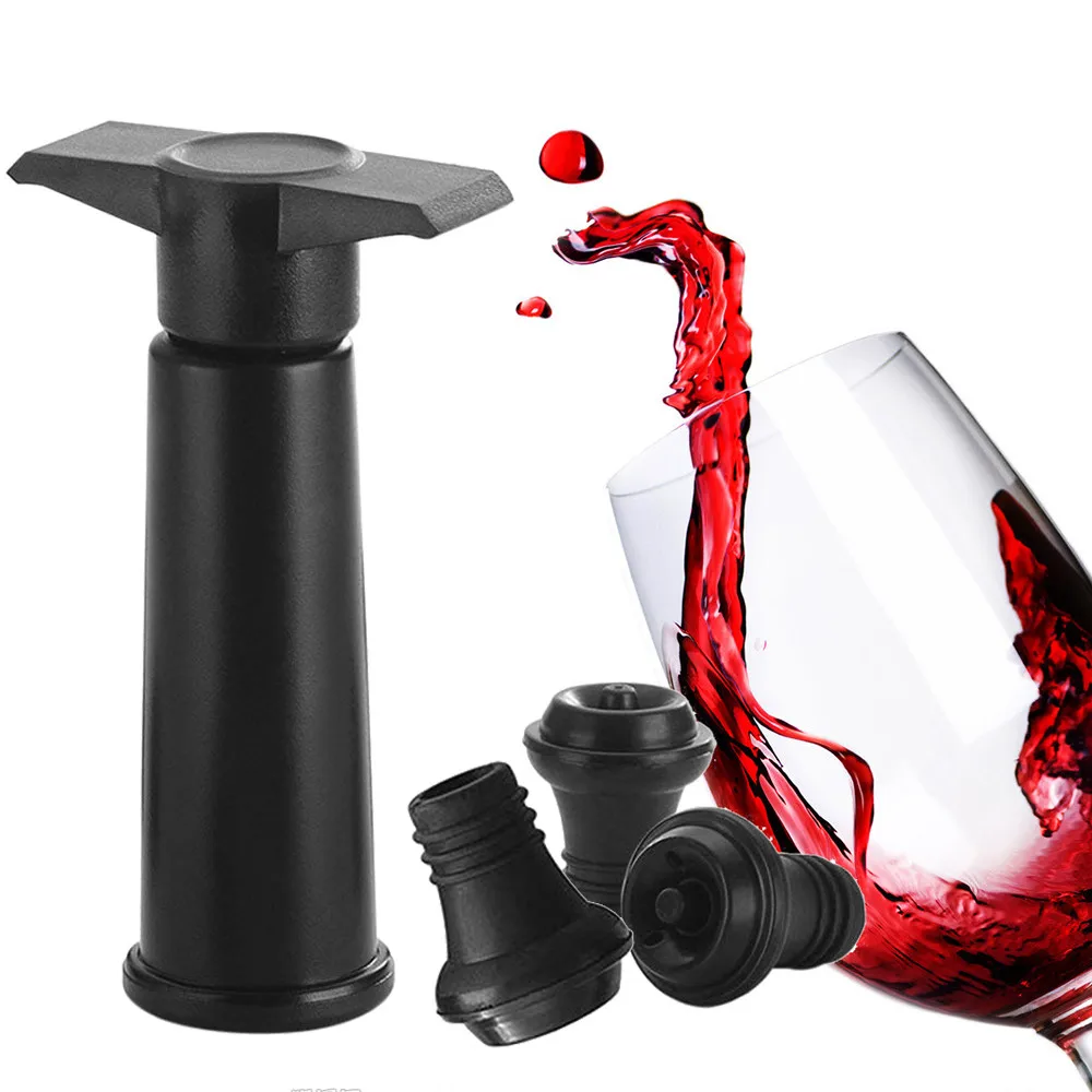 2018 New Arrival 12.5cm Plastic and Silicone Wine Bottle Sealer Vacuum Wine Pump With 3 Stoppers