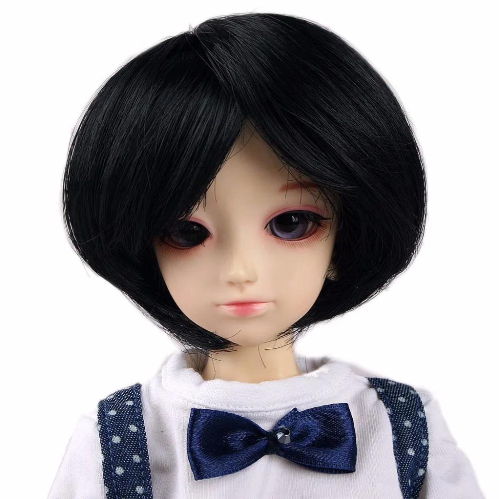 88 # черный короткий прямой парик 1/4 MSD AOD DOD БЖД Dollfie 7-8"