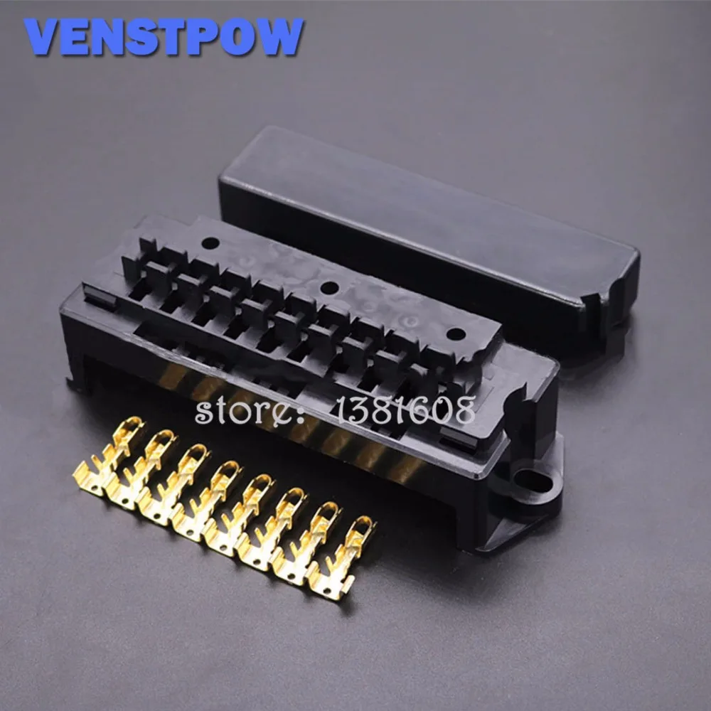 

10 Way Black Car Seat Medium Relay Fuse Box Assembly with 20pcs Terminals Car Engine Compartment Insurance Holder Box Mounting