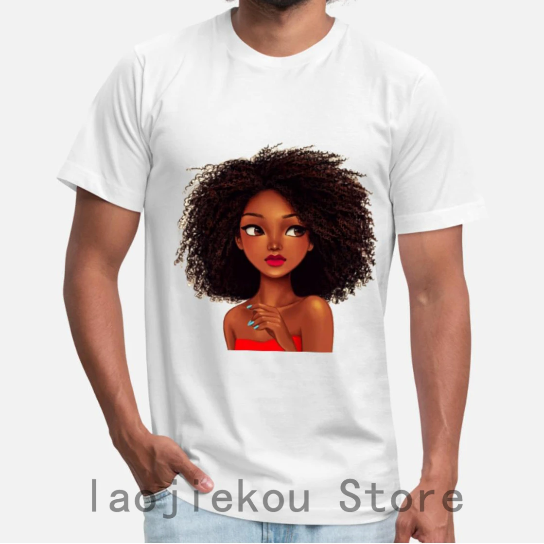

2019 Summer Funny Print Men T shirt Women Cool T-Shirts curly hair girl shirts Unisex New Fashion tshirt