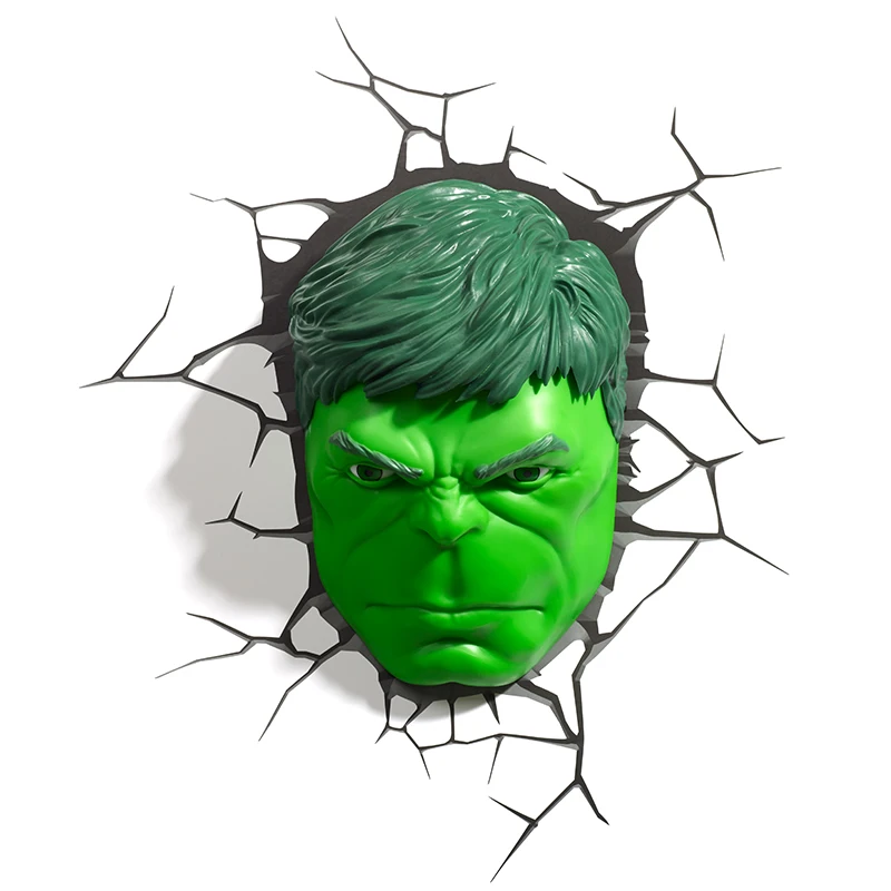 3D Настенный светильник Marvel ночной Светильник Мстители Железный человек Капитан Америка человек паук Халк фильм вентиляторы подарки прикроватная тумбочка для спальни подарки для детей - Испускаемый цвет: Hulk-Mask