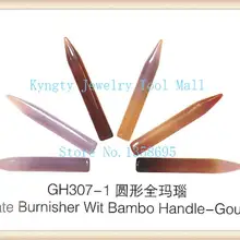 6 шт./лот полировщик агата остроумие бамбуковая ручка Круглый Золотой и Серебряный полировщик агатовый нож