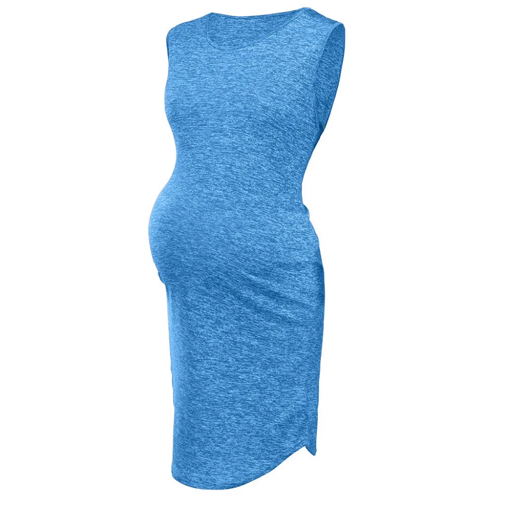 MUQGEW сексуальная одежда для Для женщин, подходит для беременных; кормящих сплошной Грудное вскармливание летнее платье без рукавов; vestido; robe de grossese