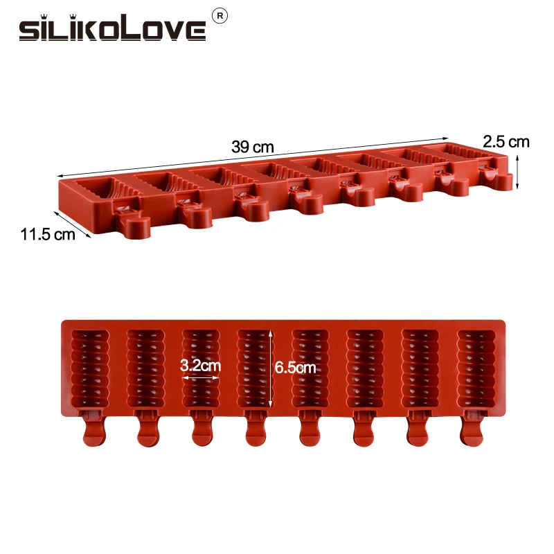 SILIKOLOVE 8 полости в полоску Производители Мороженого Плесень DIY формы ледяные кубики формы для десертов лоток формы для мороженого