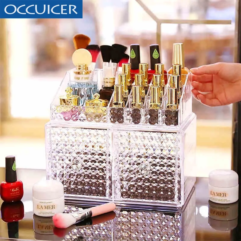  Makeup Storage Case New Clear Acrylic Nail Polish Rack Lipstick Cosmetic Storage box Holder Makeup 